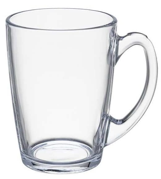 Glas med hank 330 ml glat gennemsigtig til kaffe og te
