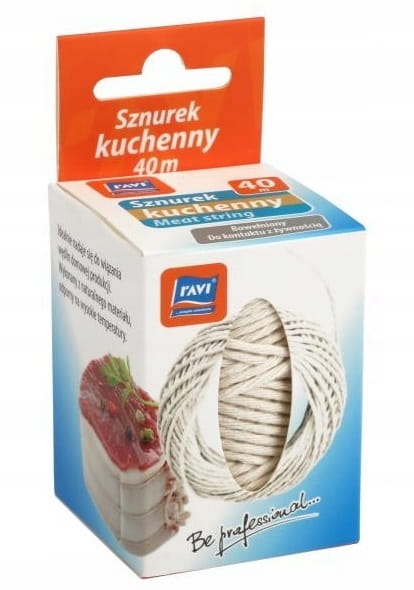 Köksbomullssnöre korvtråd vit 40m