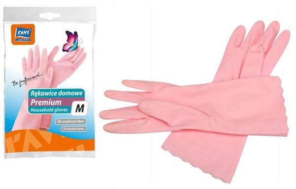 Skyddshandskar för hushållsrengöring M rosa gummi 1 par Skyddshandskar för hushållsrengöring M rosa gummi 1 par