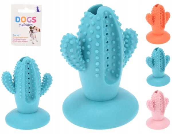 Gummi hundegodbid med sugekop 10,5x9,5x13,8 cm kaktus