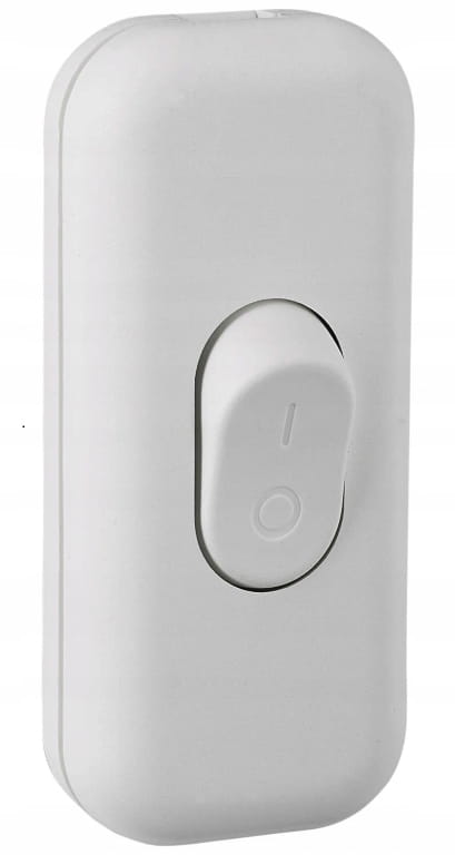 Gennemgangsvippekontakt til 1-polet kabel 2,5A 250V Hvid