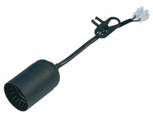 E27 konstruktions- och renoveringslampsockel med 15 cm kabel, svart