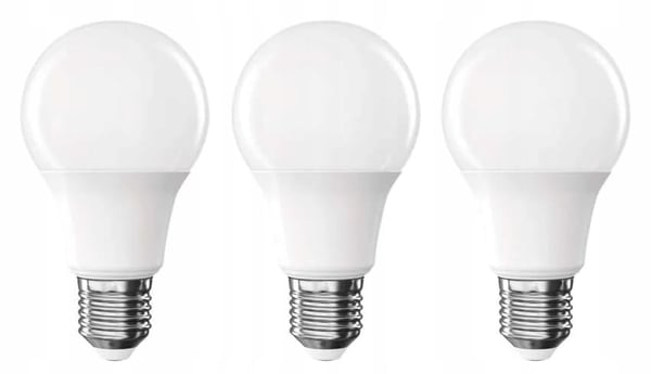 Set med 3 energisparande LED-lampor E27, varmvita, 9,4 W, 806 lm