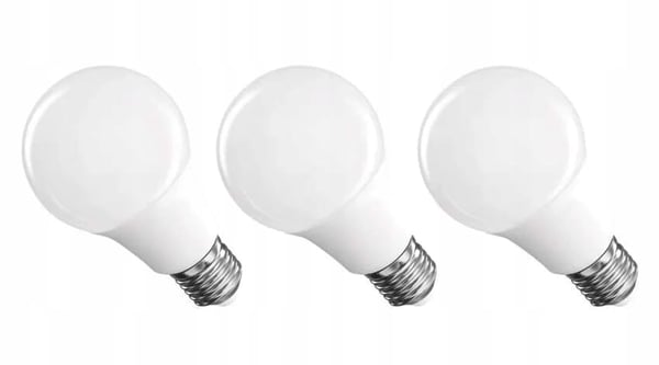 Set med 3 energisparande LED-lampor E27, varmvita, 9,4 W, 806 lm