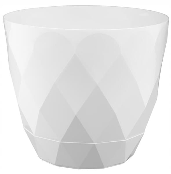 Hvid plastik potte 19,3x22 cm med skjuler og underfad