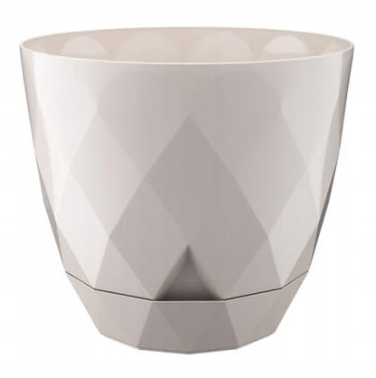Beige plastik potte 15x17,5cm med bakke