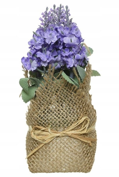 Lavendel i jutebetræk 17x7cm kunstig dekorativ plante