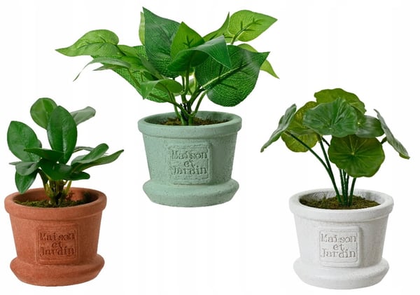Kunstig plante i dekorativ potte 8x17cm grøn dekorativ