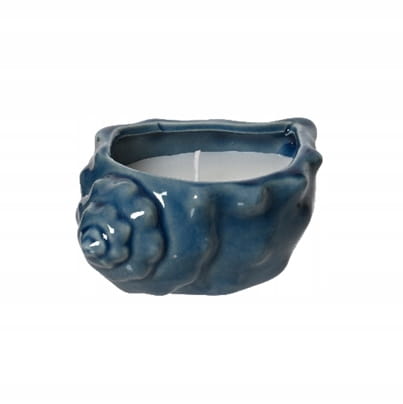 Citronduftlys i porcelænsskal 13,4x5cm dekoreret voks