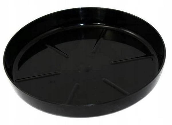 Blomkruka fat svart 19,7x2,9cm Plast blank