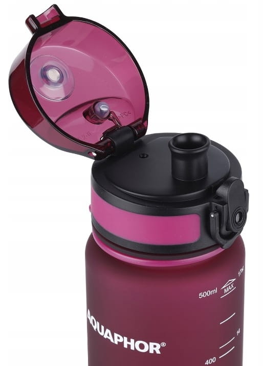 AQUAPHOR vesisuodatinpullo + 1 suodatinkarttu 0,8 L bordeaux