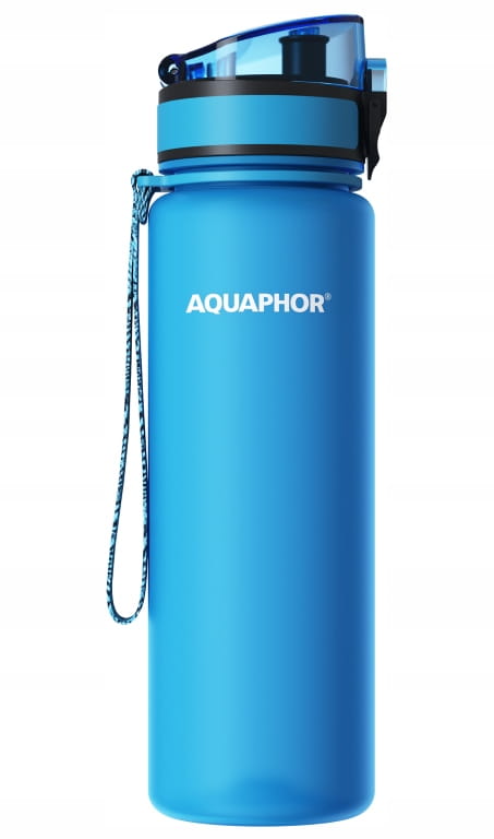 AQUAPHOR suodatuspullo + 1 suodatinkarttu vedelle 0,8 L sininen