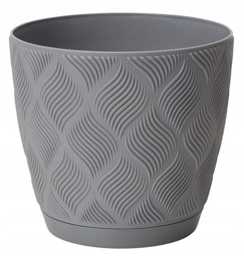 Antrasiitinvärinen kukkaruukku 13,7x14,8cm ECO-muovia Flow Petit -lautasella