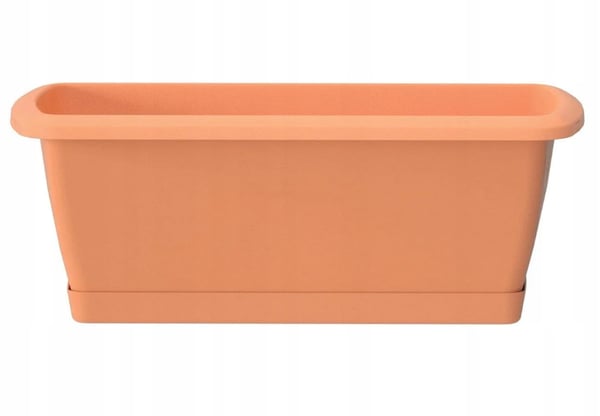 Blomkruka balkonglåda plast terrakotta 59x18,4 cm med fat Espana