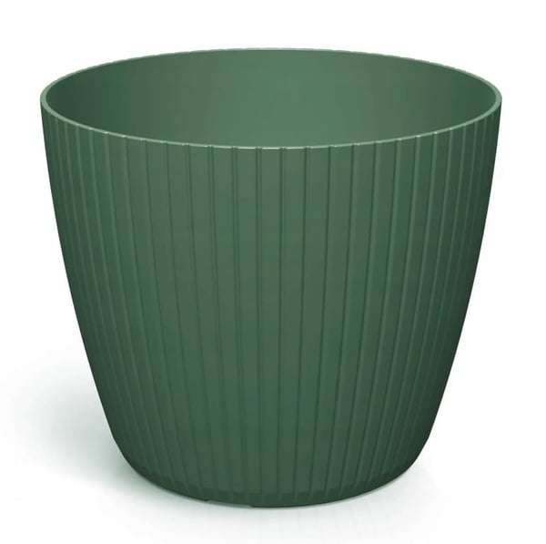 Plastik grøn potte 13,8x11,5 cm ribbet overtræk Lamia