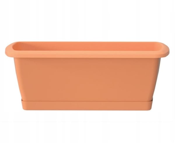 Blomkruka balkonglåda plast terrakotta 49x15 cm med fat Espana