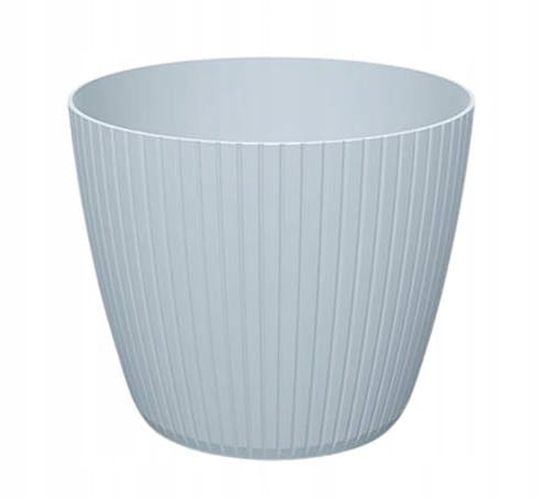 Plastkruka ljusgrå 13,8x11,5 cm skål randig för blommor Lamia