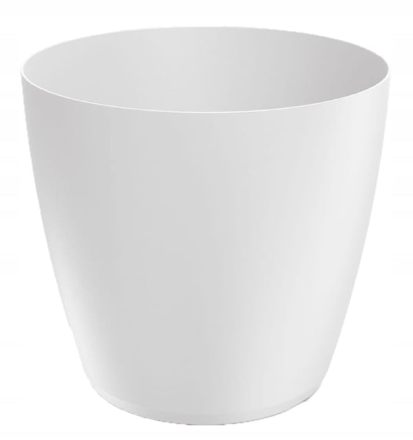 Mattvit plastkruka 17,8x16,4 cm, slätt lock Mate