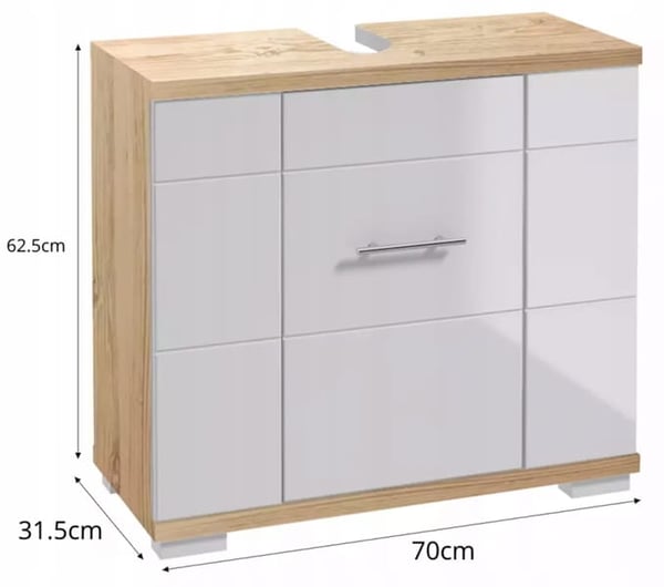 Pesuallaskaappi sifoniaukolla 70x62,5x31,5cm Sonoma Oak White Rita