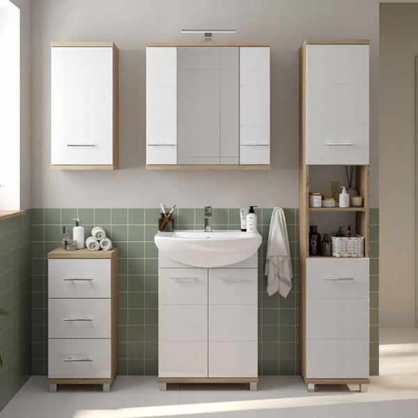 Pesuallaskaappi sifoniaukolla 70x62,5x31,5cm Sonoma Oak White Rita