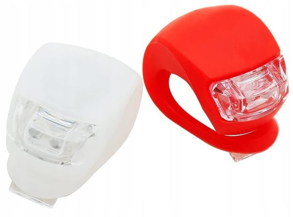 Sæt med cykellygter, 2 stk. for- og baglygter, små LED Sæt med cykellygter, 2 stk. for- og baglygter, små LED
