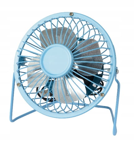 Metalbordventilator 14,5x8x15cm USB-ventilator lyserød/blå