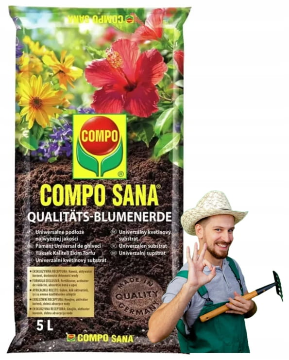 Universelt underlag til planter 5 liter - blandning af tørv, perlit og dolomit