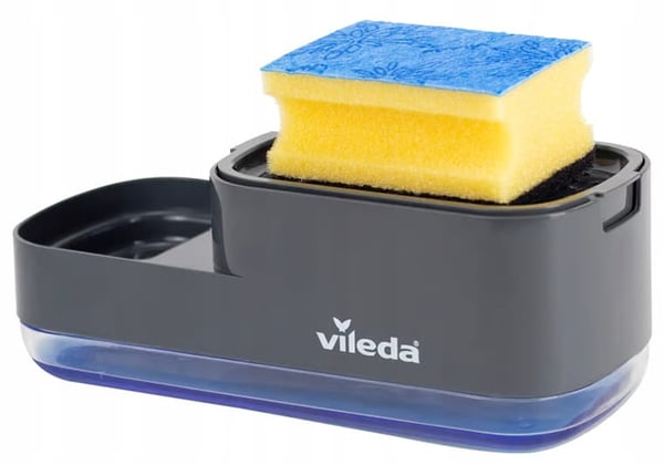 Sæbedispenser med holder til svamp 23x10,2x8,9cm Grå plast