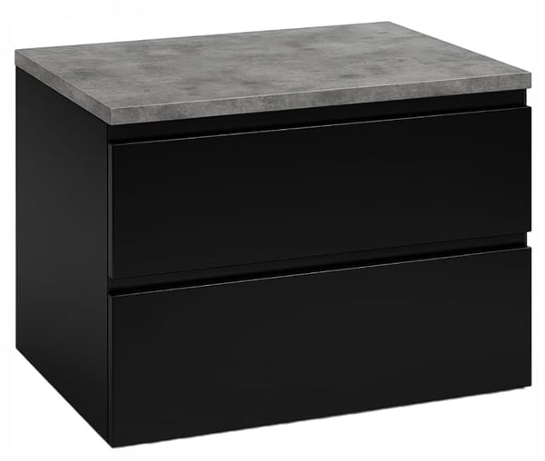 Musta seinälle ripustettava kylpyhuoneen kaappi 80x50cm, jossa taso Modus-pesualtaalle