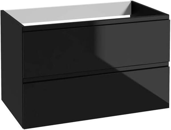 Musta seinälle ripustettava kylpyhuoneen kaappi 80x50cm, jossa taso Modus-pesualtaalle