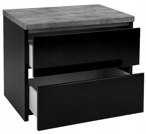 Svart vägghängt badrumsskåp 60x50cm med Modus bänkskiva