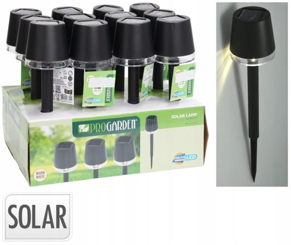 LED solcellelampe sort 8x29cm Elegant, kompakt og energibesparende