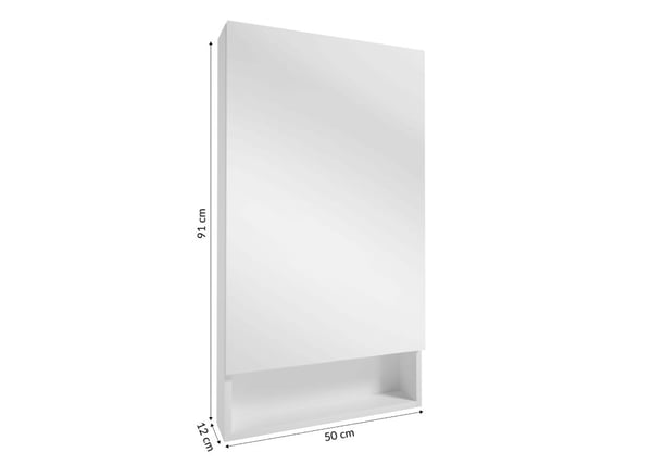 Lupo hvidt hængende badeværelsesskab med spejl 50x90 cm