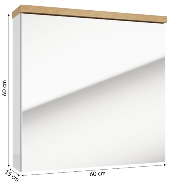 Ronda væghængt spejlskab i hvidt højglans 60x60 cm til badeværelset