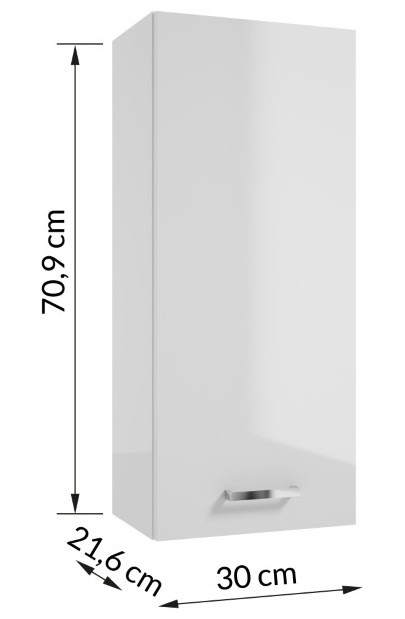 Mea vit högglans vägghängd badrumsskåp 71x30 cm