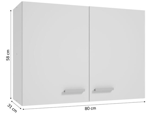 Yksi 80 x 60 valkoinen riippuva keittiökaappi