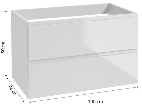 Vägghängt badrumsskåp 100x50cm set med bänkskiva och runt handfat vitt Modus