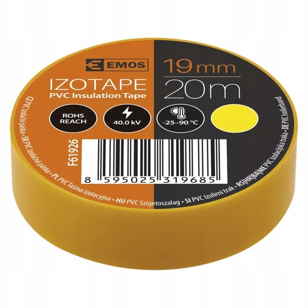 PVC Kabelisoleringstape 20m / 19mm Gul