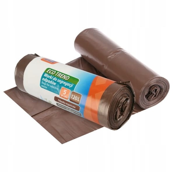 Roskapussit biojätteelle, ruskeat, lajitteluun, 120L