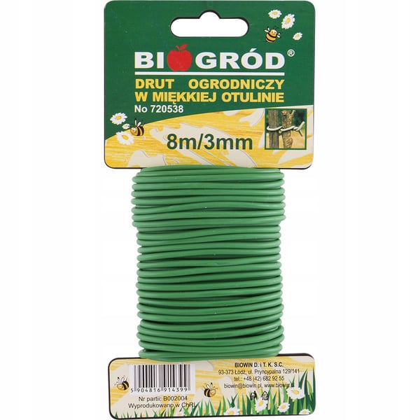 Mjuk grönbelagd trädgårdstråd för växter 8m x 3mm