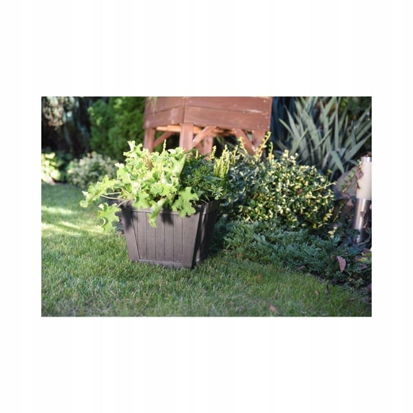 Blomsterpotte træimitation firkantet brun 31 cm Madera