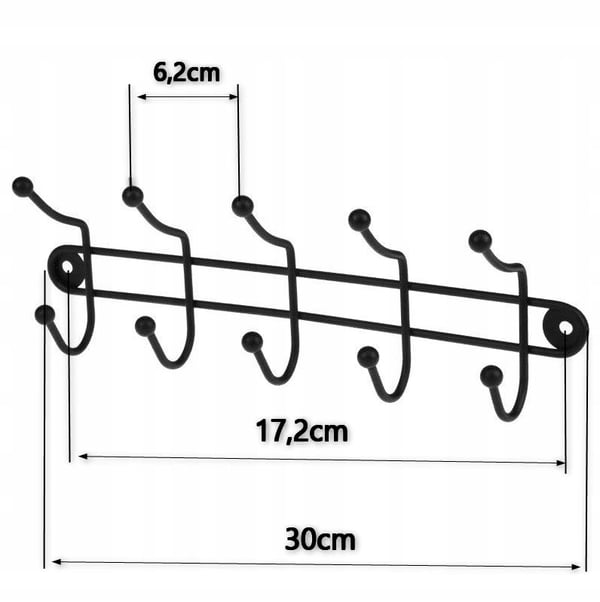 Seinään kiinnitettävä vaateripustin 30x11cm musta