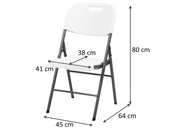 Hopfällbar cateringstol, vit, 45x64x80 cm