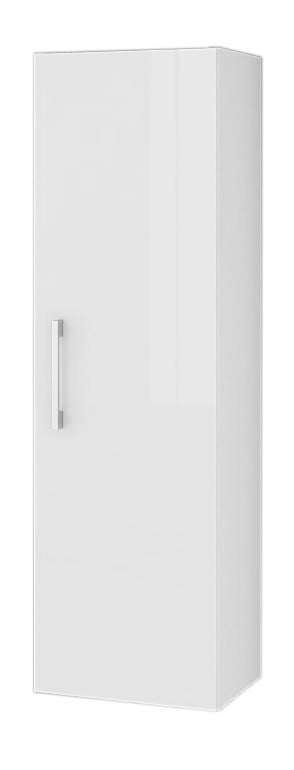Væghængt badeværelsessøjle, hvid højglans, 125x33 cm, soft-close Pinia