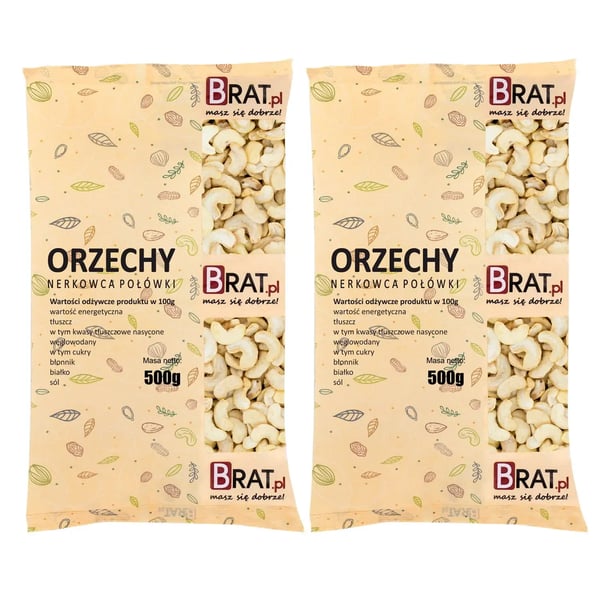 Cashewpähkinän puolikkaat 1 kg (2 x 500 g)