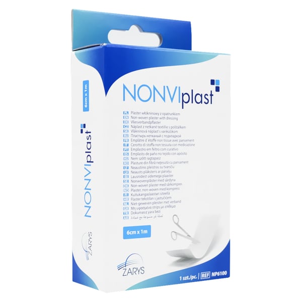 NONVIplast ikke-vævet plaster med forbinding 6 cm x 1 m NONVIplast ikke-vævet plaster med forbinding 6 cm x 1 m