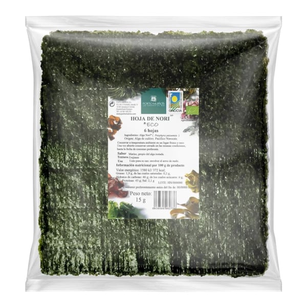 Paahdettua nori-merilevää sushiin, luomu, 15 g - Porto Muinos