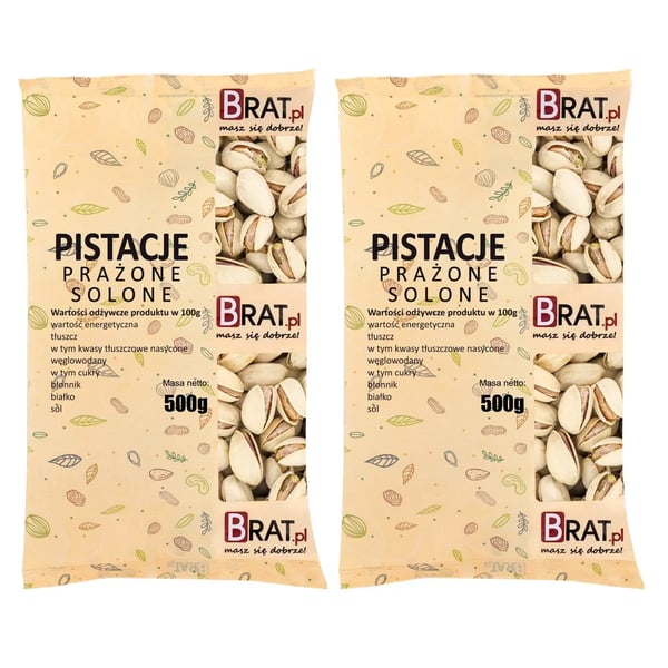 Paahdetut suolatut pistaasipähkinät 1 kg (2 x 500 g)