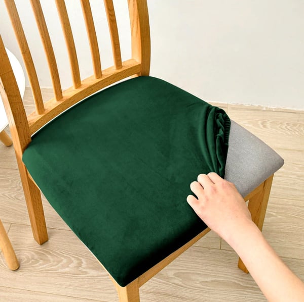 Sittöverdrag 40x40cm elastiskt sammet flaskgrönt