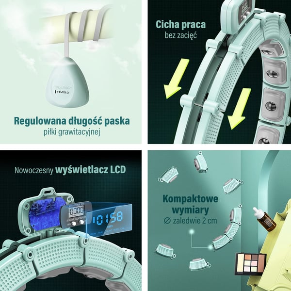 HHM14 HULA HOP vihreä magneeteilla ja painolla sekä laskuri HMS